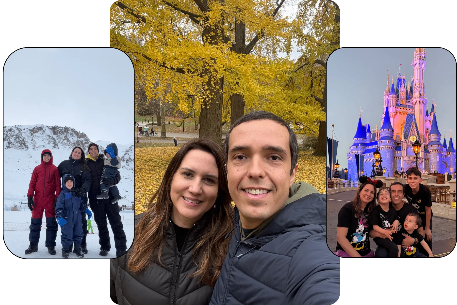 Andréia e Wilson com a família em viagens